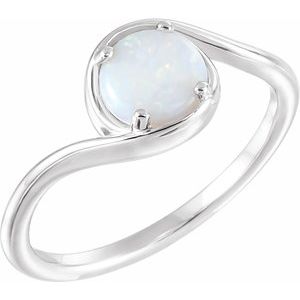 Platinum Natural White Opal Bypass Ring