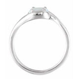 Sterling Silver Natural White Opal Bypass Ring