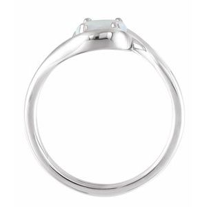 Sterling Silver Natural White Opal Bypass Ring