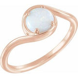 14K Rose Natural White Opal Bypass Ring
