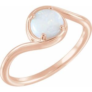 14K Rose Natural White Opal Bypass Ring