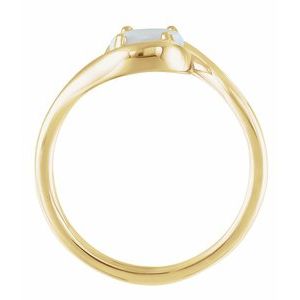 14K Yellow Natural White Opal Bypass Ring