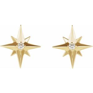 14K Yellow .03 CTW Natural Diamond Star Earrings