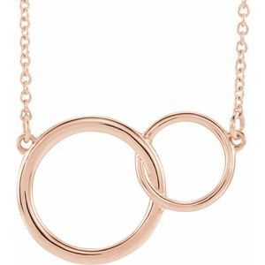 14K Rose Interlocking Circle 16-18" Necklace
