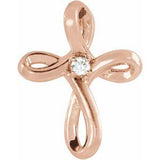14K Rose .015 CTW Natural Diamond Cross Pendant