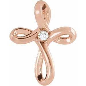 14K Rose .015 CTW Natural Diamond Cross Pendant