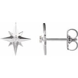 14K White .03 CTW Natural Diamond Star Earrings