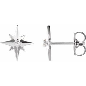 14K White .03 CTW Natural Diamond Star Earrings