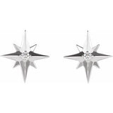 Sterling Silver .03 CTW Natural Diamond Star Earrings