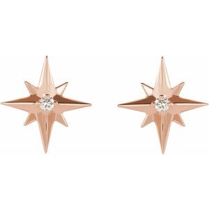 14K Rose .03 CTW Natural Diamond Star Earrings