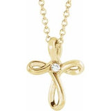 14K Yellow .015 CTW Natural Diamond Cross 16-18" Necklace