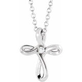 14K White .015 CTW Natural Diamond Cross 16-18" Necklace