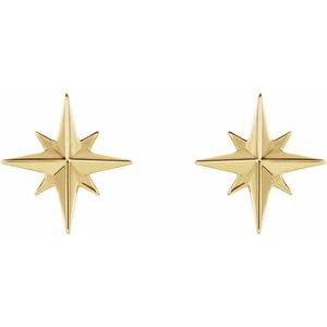 14K Yellow Star Earrings