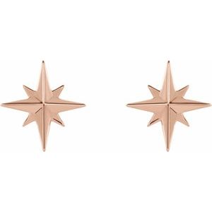14K Rose Star Earrings