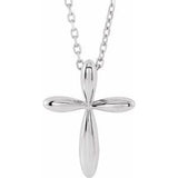 Platinum 14.65x11.2 mm Cross 16-18" Necklace