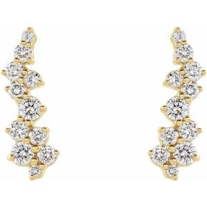 14K Yellow 1/3 CTW Natural Diamond Ear Climbers
