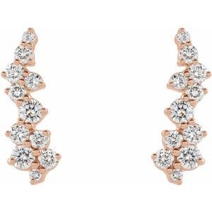 14K Rose 1/3 CTW Natural Diamond Ear Climbers
