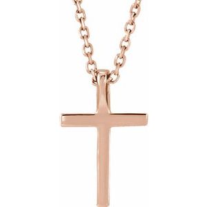 14K Rose Natural Yellow Sapphire Petite Cross 16" Necklace