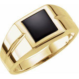 14K Yellow Natural Black Onyx Ring