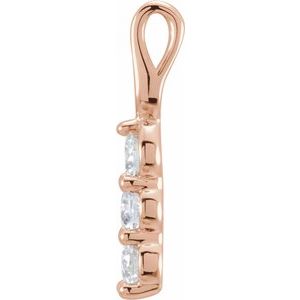 14K Rose 1/3 CTW Natural Diamond Three-Stone Pendant