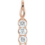14K Rose 3/4 CTW Natural Diamond Three-Stone Pendant