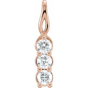 14K Rose 3/4 CTW Natural Diamond Three-Stone Pendant