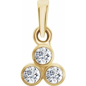 14K Yellow 1/10 CTW Natural Diamond Three-Stone Pendant
