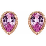 14K Rose Natural Pink Sapphire Earrings