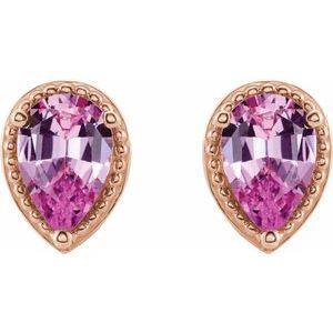 14K Rose Natural Pink Sapphire Earrings