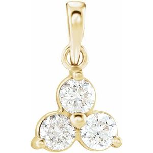 14K Yellow 1/3 CTW Natural Diamond Three-Stone Pendant