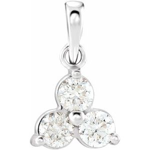 14K White 1/2 CTW Natural Diamond Three-Stone Pendant