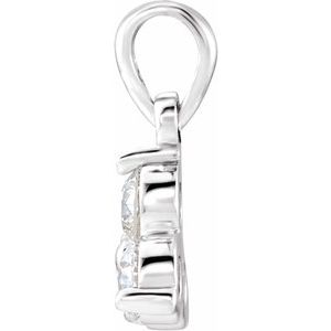 14K White 1/2 CTW Natural Diamond Three-Stone Pendant