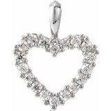 10K White 1.7 mm Round Accented Heart Pendant Mounting