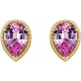14K Yellow Natural Pink Sapphire Earrings
