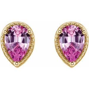 14K Yellow Natural Pink Sapphire Earrings