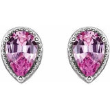 Platinum Natural Pink Sapphire Earrings