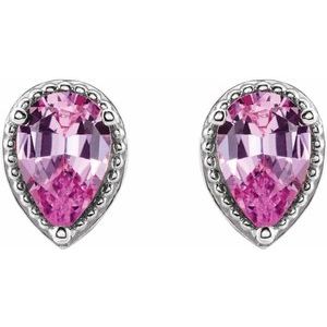 Platinum Natural Pink Sapphire Earrings