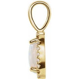 14K Yellow Natural White Opal & .04 CTW Natural Diamond Halo-Style Pendant