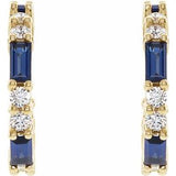 14K Yellow Natural Blue Sapphire & 1/2 CTW Natural Diamond 17.2 mm Hoop Earrings