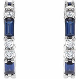 Sterling Silver Natural Blue Sapphire & 1/2 CTW Natural Diamond 17.2 mm Hoop Earrings