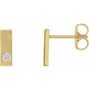 14K Yellow .06 CTW Natural Diamond Bar Earrings