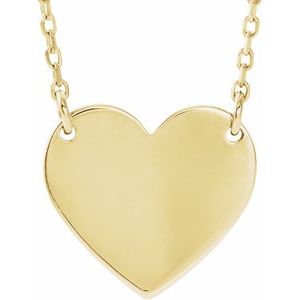 14K Yellow Engravable Heart 16-18" Necklace