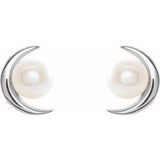 Platinum Cultured White Freshwater Pearl Earrings