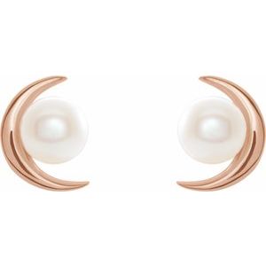14K Rose Cultured Freshwater Pearl Earrings