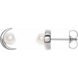Platinum Cultured White Freshwater Pearl Earrings