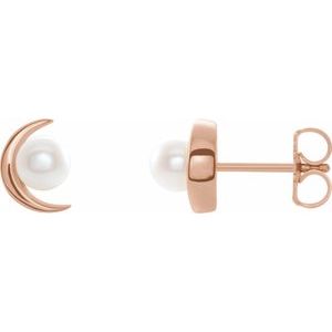 14K Rose Cultured Freshwater Pearl Earrings