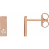 14K Rose .06 CTW Natural Diamond Bar Earrings