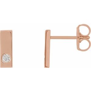 14K Rose .06 CTW Natural Diamond Bar Earrings
