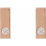 14K Rose .06 CTW Natural Diamond Bar Earrings
