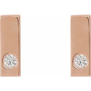 14K Rose .06 CTW Natural Diamond Bar Earrings